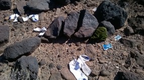The most haunting find during my recent visit was a bunch of brand new white socks…pairs of white socks left behind miles and miles away from the nearest road instead of covering someone’s blistered feet…someone traversing very difficult terrain.